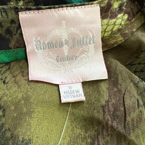 Romeo and Juliet couture green snake print colorful dress sz S boho hippie retro - Picture 4 of 16